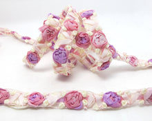 画像をギャラリービューアに読み込む, 5/8 Inch Embroidered Rose Bud|Purple and Pink|Colorful Flower Ribbon Trim|Scrapbook|Doll Lace|Quilt|Sewing Couture|Supplies|Craft DIY|WR3087