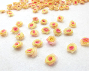 30 Pieces Chiffon Rose Flower Buds|Mix Ombre|Flower Applique|Fabric Flower|Baby Doll|Craft Bow|Accessories Making