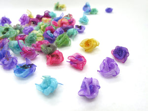 30 Pieces Chiffon Rose Flower Buds|Mix Ombre|Flower Applique|Fabric Flower|Baby Doll|Craft Bow|Accessories Making