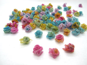 30 Pieces Chiffon Rose Flower Buds|Mix Ombre|Flower Applique|Fabric Flower|Baby Doll|Craft Bow|Accessories Making