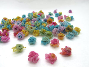 30 Pieces Chiffon Rose Flower Buds|Mix Ombre|Flower Applique|Fabric Flower|Baby Doll|Craft Bow|Accessories Making