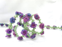 Load image into Gallery viewer, Special Edition|Compact Blue and Purple Ombre Rose Buds on Woven Rococo Ribbon Trim|Decorative Floral Ribbon|Scrapbook|Clothing Supplies