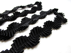 Pleated Trim|Ruffled Ribbon|1 Inch Pleated Black Satin Trim|Ric Rac Trim|Retro Handmade Supplies|Pillow Case|Hair Supplies