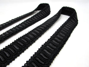 2 Yards 7/8 Inch Black Gimp Trim|Braided Trim|Geometric Trim|Vintage Sewing Supplies|Quilting|Embellishment|Doll Trim|Headband Trim