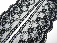 Load image into Gallery viewer, 2 Yards 3 1/2 Inches Lace Trim|Black FloralEmbroidered Lace Trim|Bridal Wedding Materials|Clothing Ribbon|Hairband|Accessories DIY
