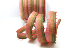 Load image into Gallery viewer, 10 Yards 3/8 Inch (10mm) Picot Ombre Ribbon Trim|Green Pink Narrow|Polyester|Picot Edge|Doll Trim|Embellishment|Bow Flower Supplies