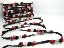 画像をギャラリービューアに読み込む, Black &amp; Red Flower Rococo Ribbon Trim|Decorative Floral Satin Ribbon|Scrapbook Materials|Clothing|Decor|Craft Supplies|Doll Embellishment