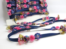 Load image into Gallery viewer, Navy Flower Rococo Ribbon Trim|Decorative Floral Satin Ribbon|Scrapbook Materials|Clothing|Decor|Craft Supplies|Doll Trim Embellishment