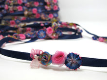 Charger l&#39;image dans la galerie, Navy Flower Rococo Ribbon Trim|Decorative Floral Satin Ribbon|Scrapbook Materials|Clothing|Decor|Craft Supplies|Doll Trim Embellishment