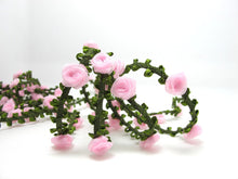 Load image into Gallery viewer, 2 Yards Woven Rococo Ribbon Trim with Pink Rose Flower Buds|Decorative Floral Ribbon|Scrapbook Materials|Clothing|Decor|Craft Supplies