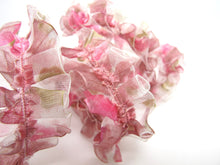 画像をギャラリービューアに読み込む, Pleated Trim|w Rococo Flower Trim|1 1/8 Inches Pleated Ombre Printed Chiffon Trim|Organza Chiffon Trim|Retro Handmade Supplies|Pillow Case