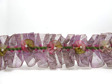画像をギャラリービューアに読み込む, Pleated Trim|w Rococo Flower Trim|1 1/2 Inches Pleated Ombre Printed Chiffon Trim|Organza Chiffon Trim|Retro Handmade Supplies|Pillow Case