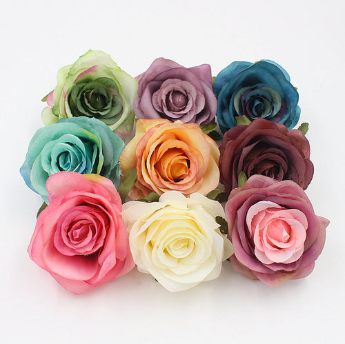 3 3/8 Inches Artificial Flowers|Rose Decor|Floral Hair Accessories|Wedding Bridal Decoration|Fake Flowers|Silk Roses|Bouquet|Ombre Colorful