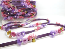 Load image into Gallery viewer, Purple Flower Rococo Ribbon Trim|Decorative Floral Satin Ribbon|Scrapbook Materials|Clothing|Decor|Craft Supplies|Doll Trim Embellishment