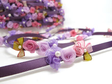 Load image into Gallery viewer, Purple Flower Rococo Ribbon Trim|Decorative Floral Satin Ribbon|Scrapbook Materials|Clothing|Decor|Craft Supplies|Doll Trim Embellishment