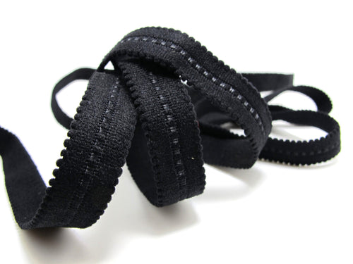 CLEARANCE|5 Yards 5/8 Inch Black Thick Decorative Pattern Lingerie Elastic|Headband Elastic|Skinny Elastic|Narrow Stretch|Bra Strap[EL07]