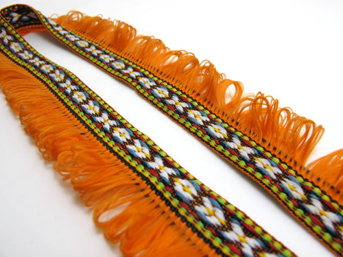 2 Yards 1 1/8 Inches Orange Woven Fringe Ribbon|Home Decor|Handmade Work Supplies|Decorative Embellishment Trim