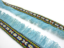 Charger l&#39;image dans la galerie, 2 Yards 1 1/8 Inches Light Blue Woven Fringe Ribbon|Home Decor|Handmade Work Supplies|Decorative Embellishment Trim