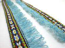 画像をギャラリービューアに読み込む, 2 Yards 1 1/8 Inches Light Blue Woven Fringe Ribbon|Home Decor|Handmade Work Supplies|Decorative Embellishment Trim
