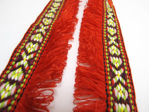 2 Yards 1 3/8 Inches Red Woven Fringe Ribbon|Home Decor|Handmade Work Supplies|Decorative Embellishment Trim