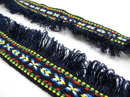 2 Yards 1 3/8 Inches Navy Woven Fringe Ribbon|Home Decor|Handmade Work Supplies|Decorative Embellishment Trim