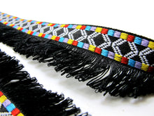画像をギャラリービューアに読み込む, 2 Yards 1 3/8 Inches Black Woven Fringe Ribbon|Home Decor|Handmade Work Supplies|Decorative Embellishment Trim