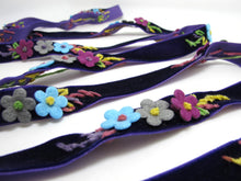 画像をギャラリービューアに読み込む, 5/8 Inch Felt Flower with Yarn Embroidery on Purple Velvet Ribbon|Sewing|Quilting|Craft Supplies|Hair Accessories|Necklace DIY|Costumes