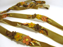 画像をギャラリービューアに読み込む, 5/8 Inch Brown Felt Flower with Yarn Embroidery on Velvet Ribbon|Sewing|Quilting|Craft Supplies|Hair Accessories|Necklace DIY|Costumes