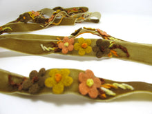 画像をギャラリービューアに読み込む, 5/8 Inch Brown Felt Flower with Yarn Embroidery on Velvet Ribbon|Sewing|Quilting|Craft Supplies|Hair Accessories|Necklace DIY|Costumes