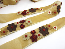 画像をギャラリービューアに読み込む, 1 Inch Felt Flower with Yarn Embroidery on Brown Velvet Ribbon|Sewing|Quilting|Craft Supplies|Hair Accessories|Necklace DIY|Costumes
