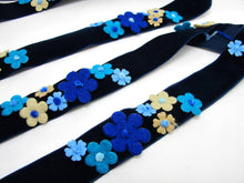 画像をギャラリービューアに読み込む, 1 Inch Blue Felt Flower with Yarn Embroidery on Blue Velvet Ribbon|Sewing|Quilting|Craft Supplies|Hair Accessories|Necklace DIY|Costumes