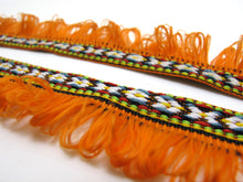 画像をギャラリービューアに読み込む, 2 Yards 1 1/8 Inches Orange Woven Fringe Ribbon|Home Decor|Handmade Work Supplies|Decorative Embellishment Trim