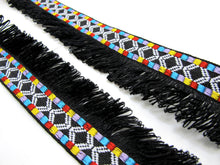 画像をギャラリービューアに読み込む, 2 Yards 1 3/8 Inches Black Woven Fringe Ribbon|Home Decor|Handmade Work Supplies|Decorative Embellishment Trim