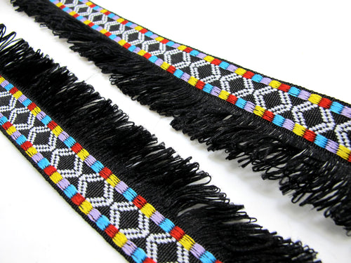 2 Yards 1 3/8 Inches Black Woven Fringe Ribbon|Home Decor|Handmade Work Supplies|Decorative Embellishment Trim