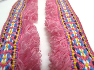 2 Yards 1 5/16 Inches Pink Woven Fringe Ribbon|Home Decor|Handmade Work Supplies|Decorative Embellishment Trim