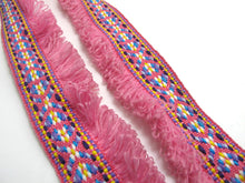Charger l&#39;image dans la galerie, 2 Yards 1 5/16 Inches Pink Woven Fringe Ribbon|Home Decor|Handmade Work Supplies|Decorative Embellishment Trim