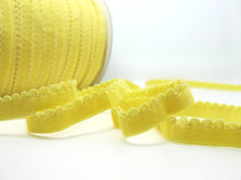 Load image into Gallery viewer, CLEARANCE|8 Yards 3/8 Inch Yellow Scalloped Decorative Pattern Lingerie Elastic|Headband Elastic|Skinny Narrow Stretch Lace|Bra StrapEL22