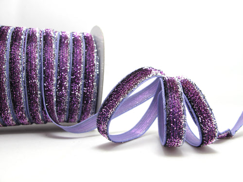 3/8 Inch Purple Ombre Glittery Sparkle Trim|Glittery Velvet|Ribbon for Wedding|Decorative Embellishment|Hair Accessories|Doll Costume DIY