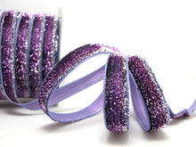 Charger l&#39;image dans la galerie, 3/8 Inch Purple Ombre Glittery Sparkle Trim|Glittery Velvet|Ribbon for Wedding|Decorative Embellishment|Hair Accessories|Doll Costume DIY