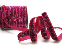 Charger l&#39;image dans la galerie, 3/8 Inch Fuchsia Ombre Glittery Sparkle Trim|Glittery Velvet|Ribbon for Wedding|Decorative Embellishment|Hair Accessories|Doll Costume DIY