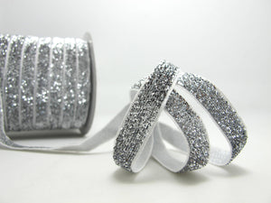 3/8 Inch Silver Glittery Sparkle Trim|Glittery Velvet|Ribbon for Wedding|Decorative Embellishment|Hair Accessories|Doll Costume DIY