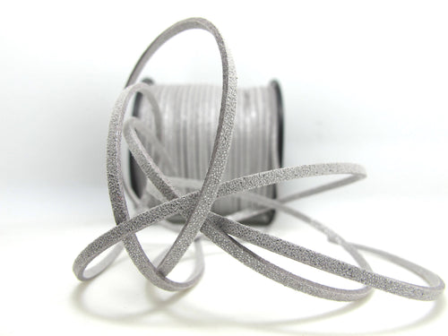 5 Yards 2.5mm Faux Suede Leather Cord|Glittery Silver|Faux Leather String Jewelry Findings|Microfiber Craft Supplies