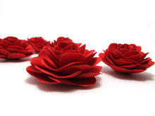 Load image into Gallery viewer, 2 Pieces 1 9/16 Inches Red Satin Fabric Flower|Layered Flower|Hair Flower|Flower Brooch Pin|Hair Clip|Clothing Decorative Embellishment