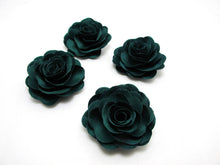 Load image into Gallery viewer, 2 Pieces 1 9/16 Inches Green Satin Fabric Flower|Layered Flower|Hair Flower|Flower Brooch Pin|Hair Clip|Clothing Decorative Embellishment