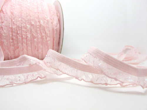 CLEARANCE|8 Yards 1/2 Inch Pleated Pink Decorative Pattern Lingerie Elastic|Headband Elastic|Skinny Elastic|Narrow Stretch Lace|Bra EL23