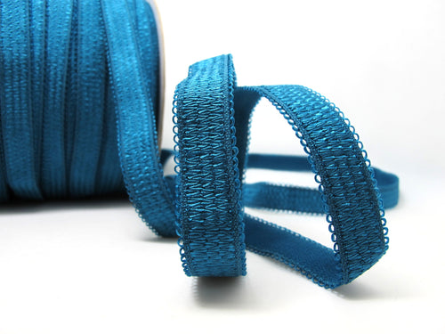 CLEARANCE|8 Yards 9/16 Inch Turquoise Decorative Pattern Lingerie Elastic|Headband Elastic|Skinny Elastic|Narrow Stretch Lace|Bra StrapEL12