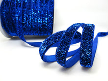 Charger l&#39;image dans la galerie, 5 Yards 3/8 Inch Blue Glittery Sparkle Trim|Glittery Velvet|Ribbon for Wedding|Decorative Embellishment|Hair Accessories|Doll Costume