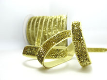 画像をギャラリービューアに読み込む, 5 Yards 3/8 Inch Gold Glittery Sparkle Trim|Glittery Velvet|Ribbon for Wedding|Decorative Embellishment|Hair Accessories|Doll Costume DIY
