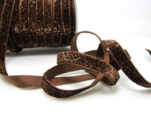 Load image into Gallery viewer, 5 Yards 3/8 Inch Brown Glittery Sparkle Trim|Glittery Velvet|Ribbon for Wedding|Decorative Embellishment|Hair Accessories|Doll Costume