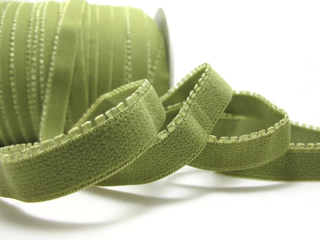 CLEARANCE|8 Yards 3/8 Inch Olive Green Picot Edge Decorative Pattern Lingerie Elastic|Headband|Skinny Narrow Stretch Lace|Bra Strap[EL46]